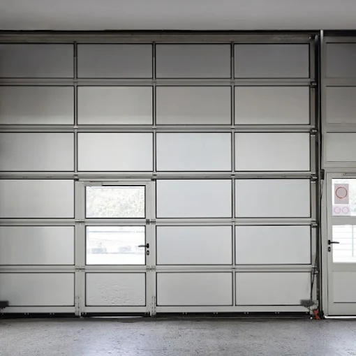 Commercial sectional door with integrated pedestrian access door